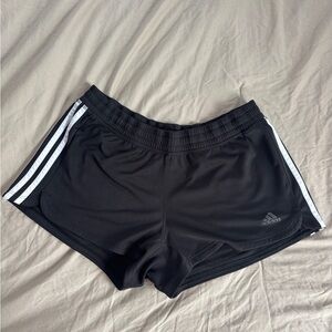 Adidas Women's Black Athletic Shorts with White Stripes